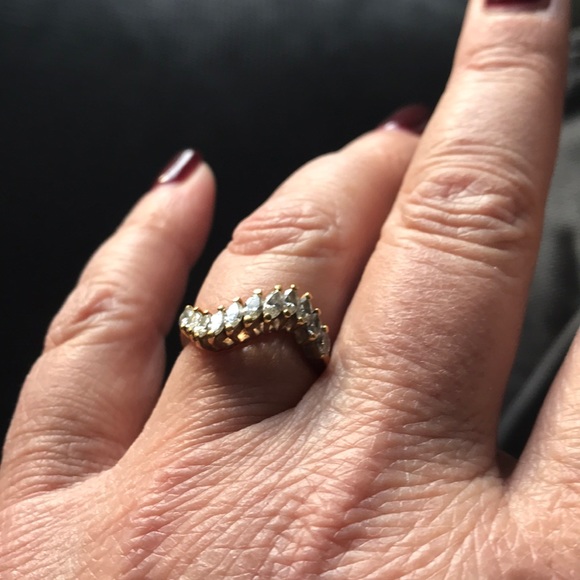 Jewelry - Gold plated CZ, well made cocktail ring